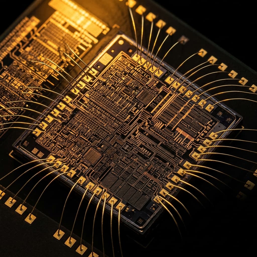 Semiconductor chip die close-up